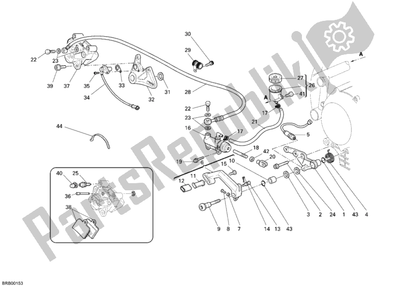 Todas las partes para Sistema De Freno Trasero de Ducati Superbike 749 Dark USA 2005